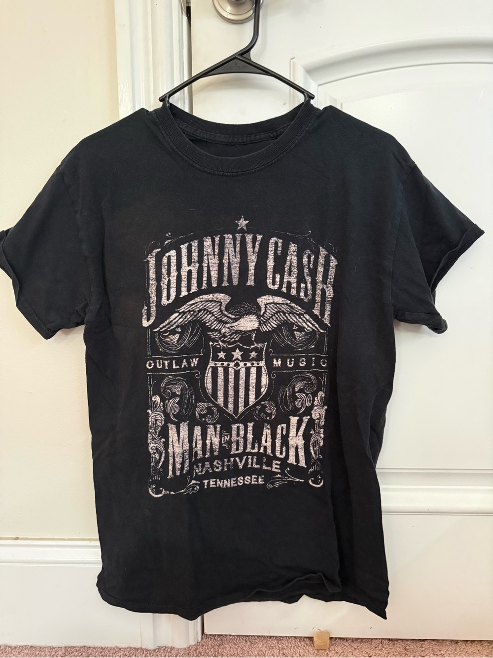 Johnny Cash Black Graphic Tee - Man in Black Design